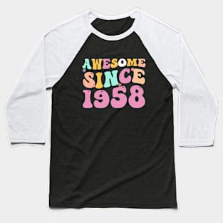 Awesome Since 1958 , 64 Years Old, 64th Birthday Retro groovy Baseball T-Shirt